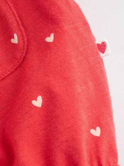 Red Heart Printed Button Through 3 Pack Baby Rompers