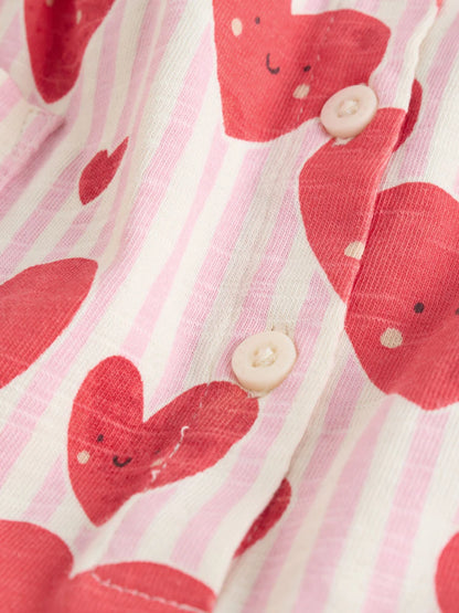 Red Heart Printed Button Through 3 Pack Baby Rompers