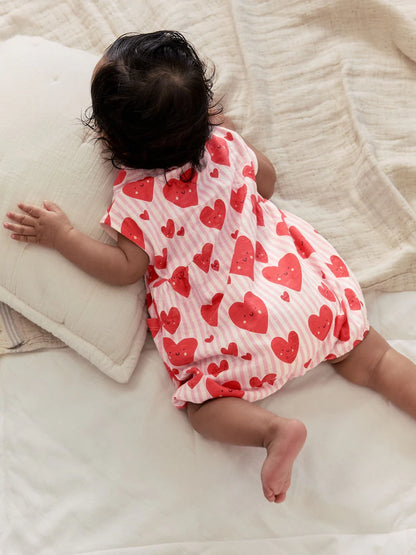 Red Heart Printed Button Through 3 Pack Baby Rompers