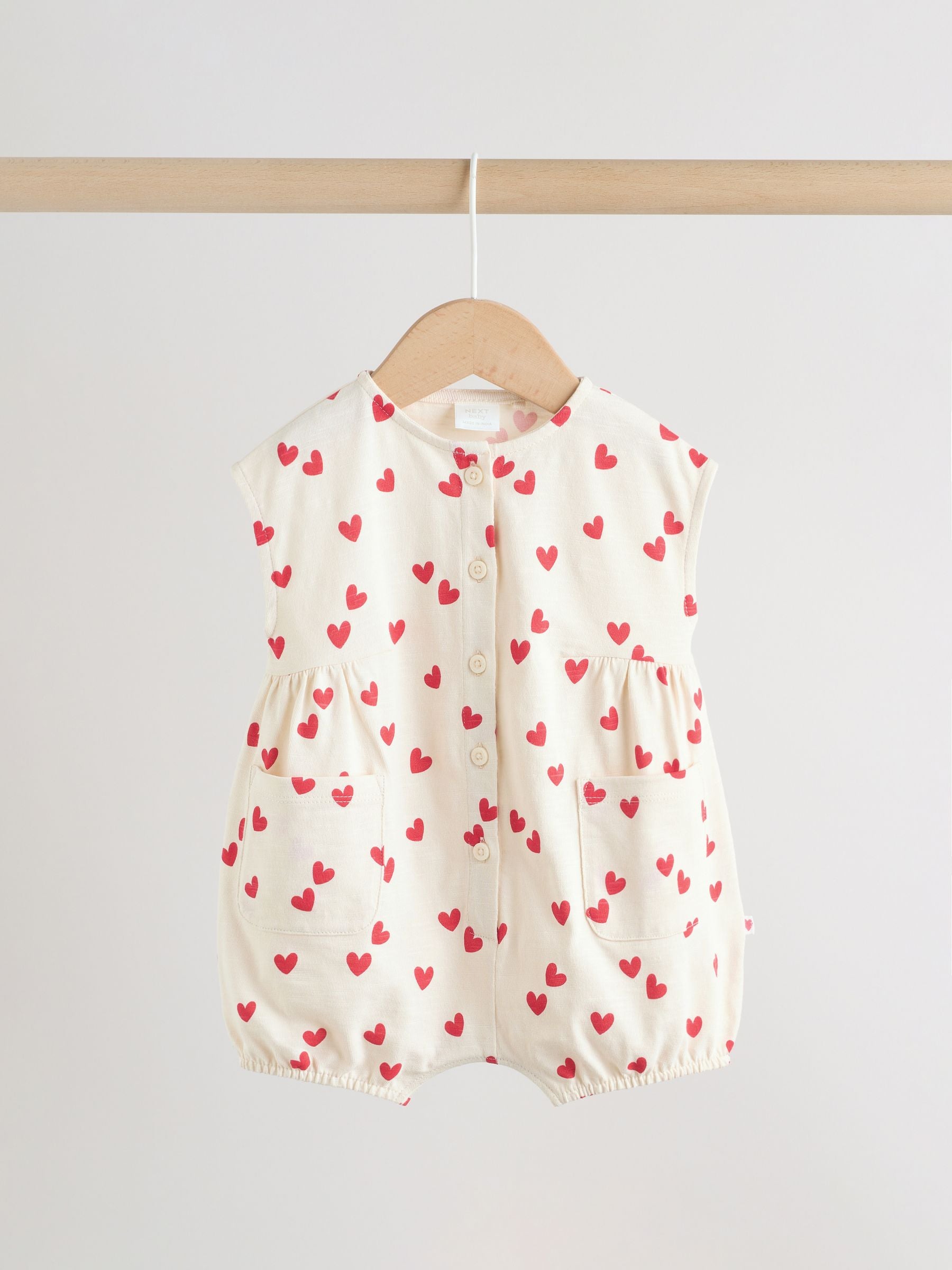 Red Heart Printed Button Through Button Through Baby Rompers 3 Pack image 6