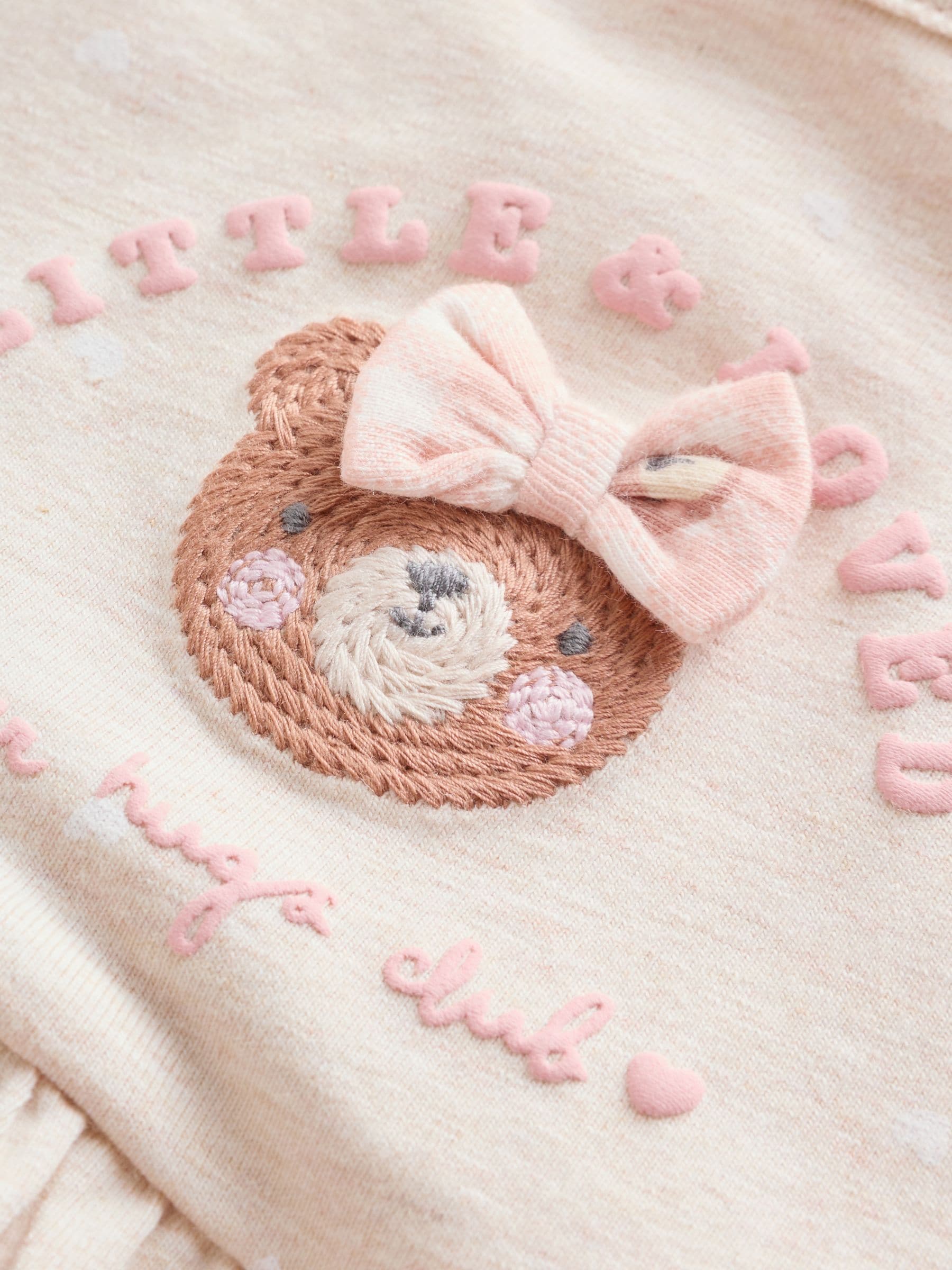 Pink Bear Embroidered Jersey Baby Rompers 3 Pack image 6