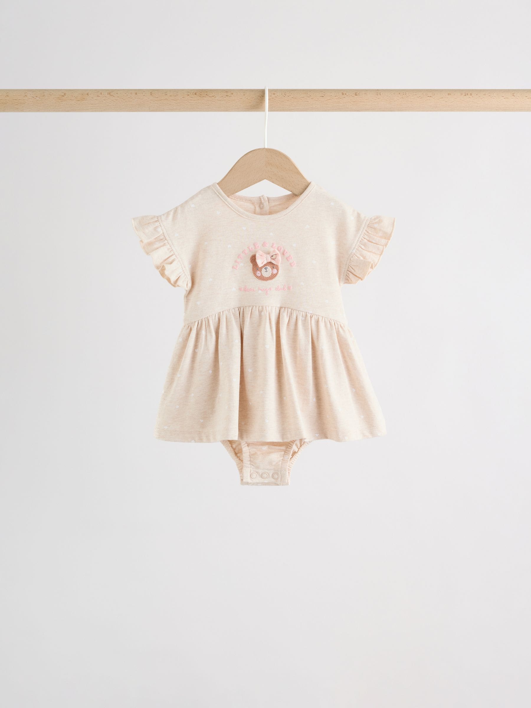 Pink Bear Embroidered Jersey Baby Rompers 3 Pack image 3