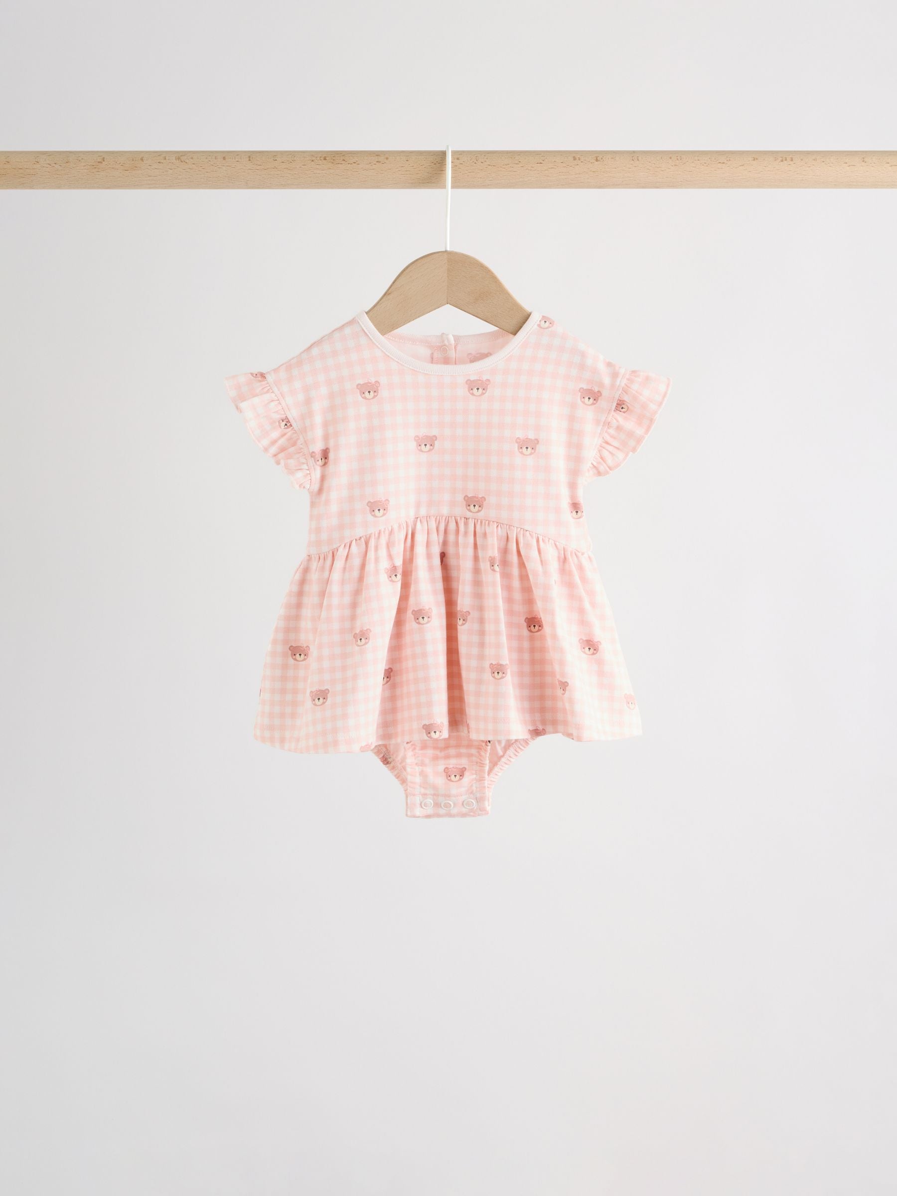Pink Bear Embroidered Jersey Baby Rompers 3 Pack image 5