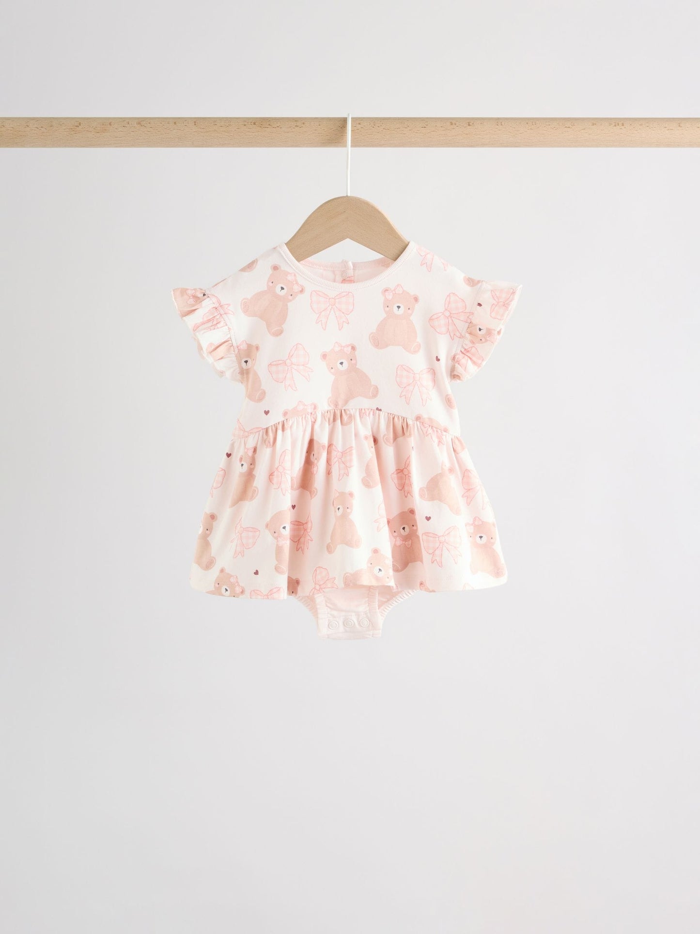 Pink Bear Embroidered Jersey Baby Rompers 3 Pack image 6