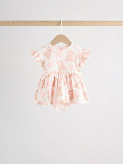 Pink Bear Embroidered Jersey Baby Rompers 3 Pack image 6