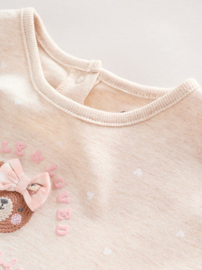 Pink Bear Embroidered Jersey Baby Rompers 3 Pack image 9