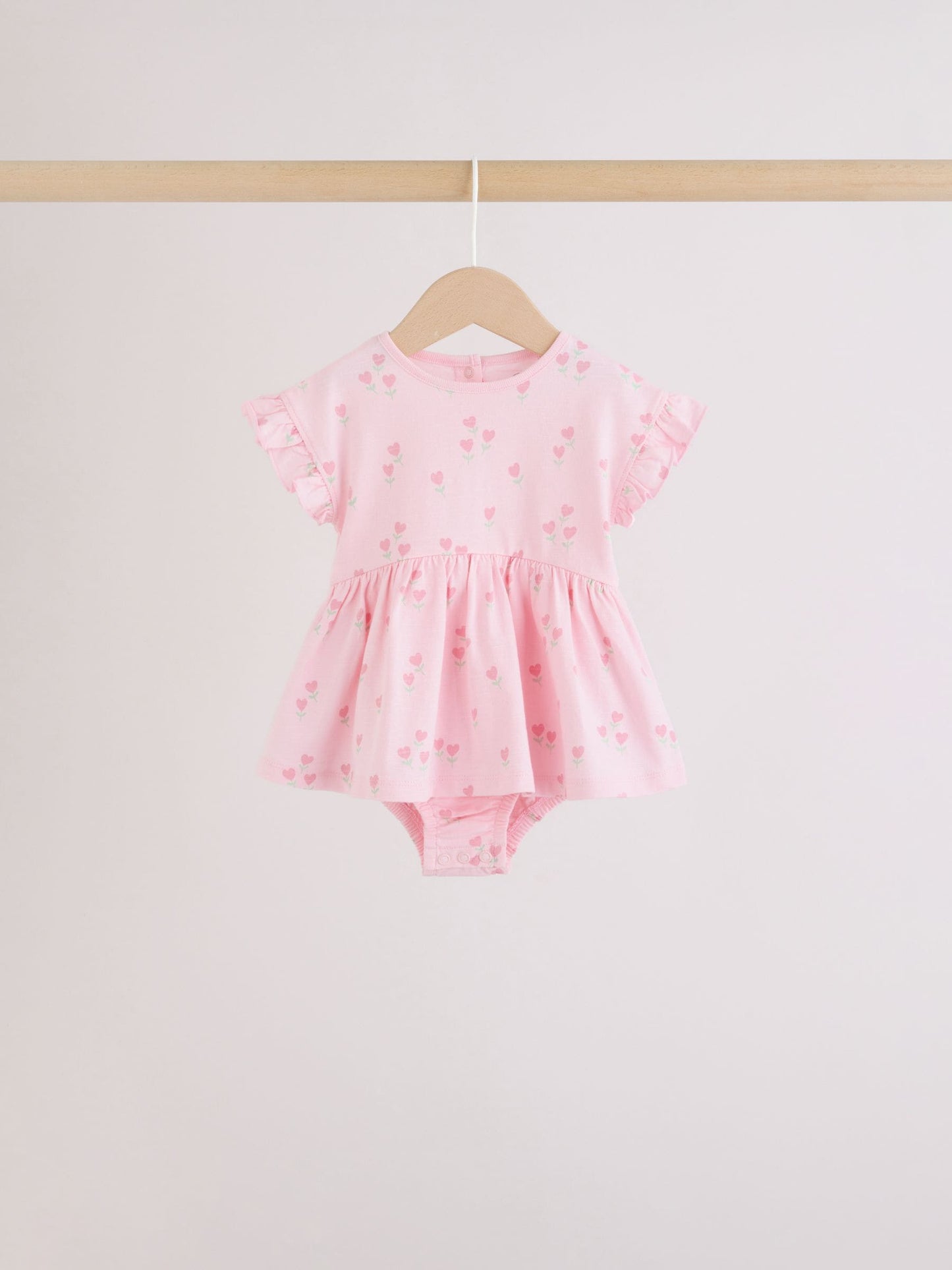 Pink Heart Printed Jersey Baby Rompers 3 Pack image 5