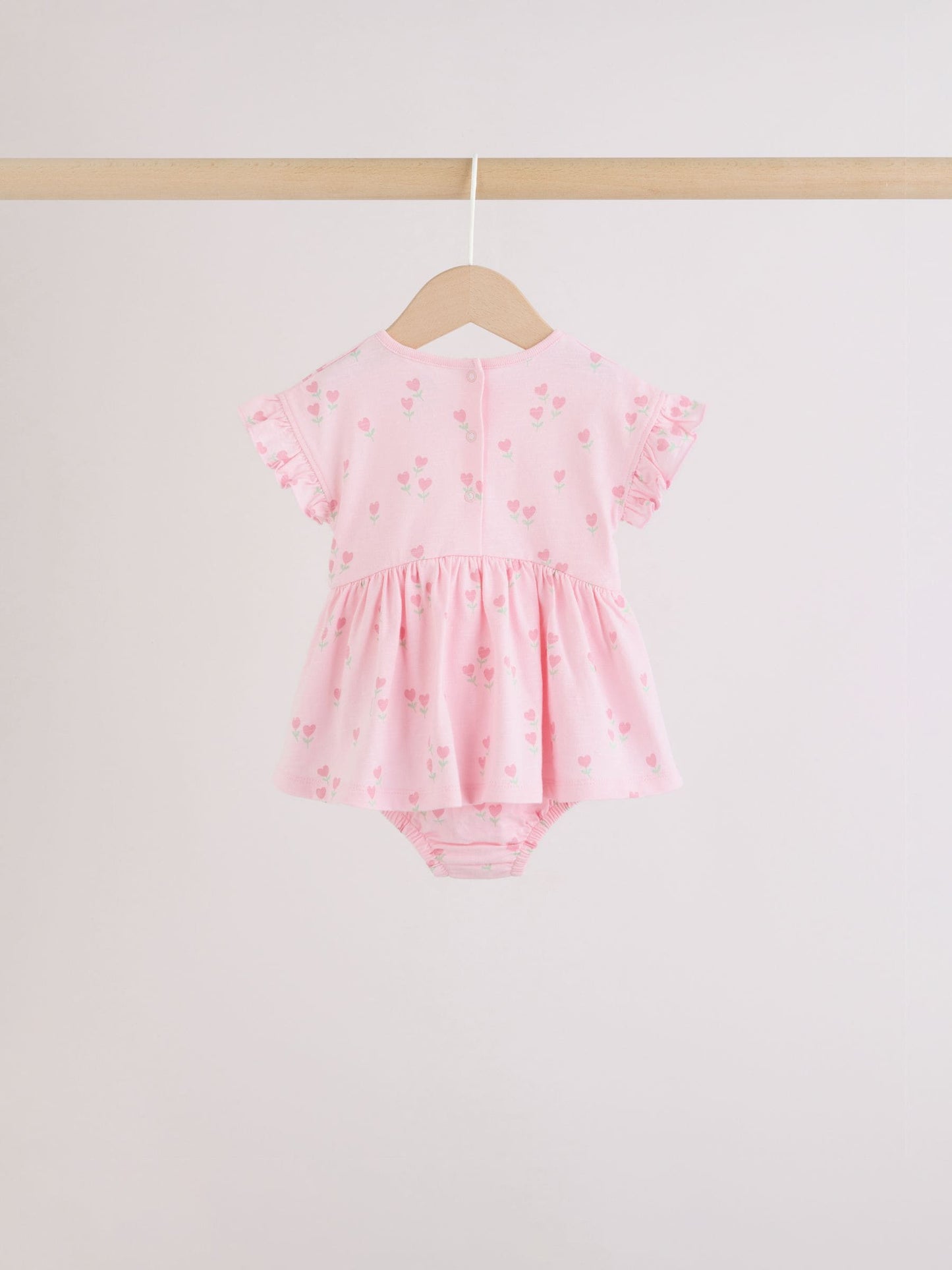 Pink Heart Printed Jersey Baby Rompers 3 Pack image 6