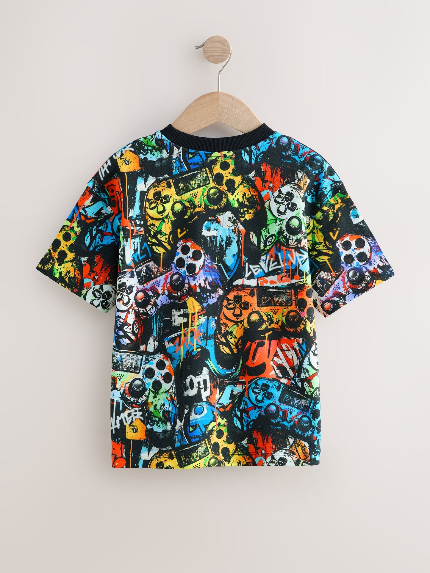 Dsiney Kidz - Black Graffiti Controller Relaxed Fit Short Sleeve All-Over Print T-Shirt (3-16yrs) image 4