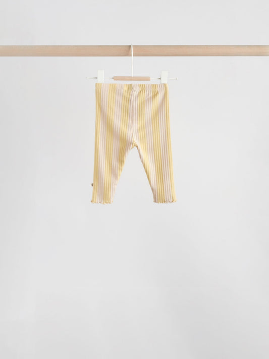 Yellow Flower/ Stripe Long Sleeve Top And Leggings Set 6 Piece (0mths-3yrs) image 3