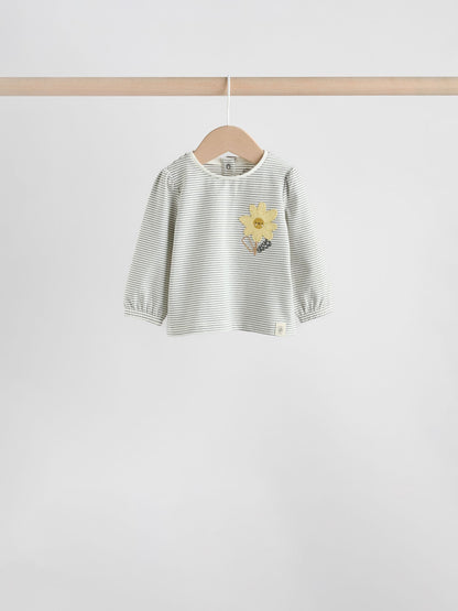 Yellow Flower/ Stripe Long Sleeve Top And Leggings Set 6 Piece (0mths-3yrs) image 4