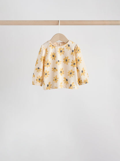 Yellow Flower/ Stripe Long Sleeve Top And Leggings Set 6 Piece (0mths-3yrs) image 5