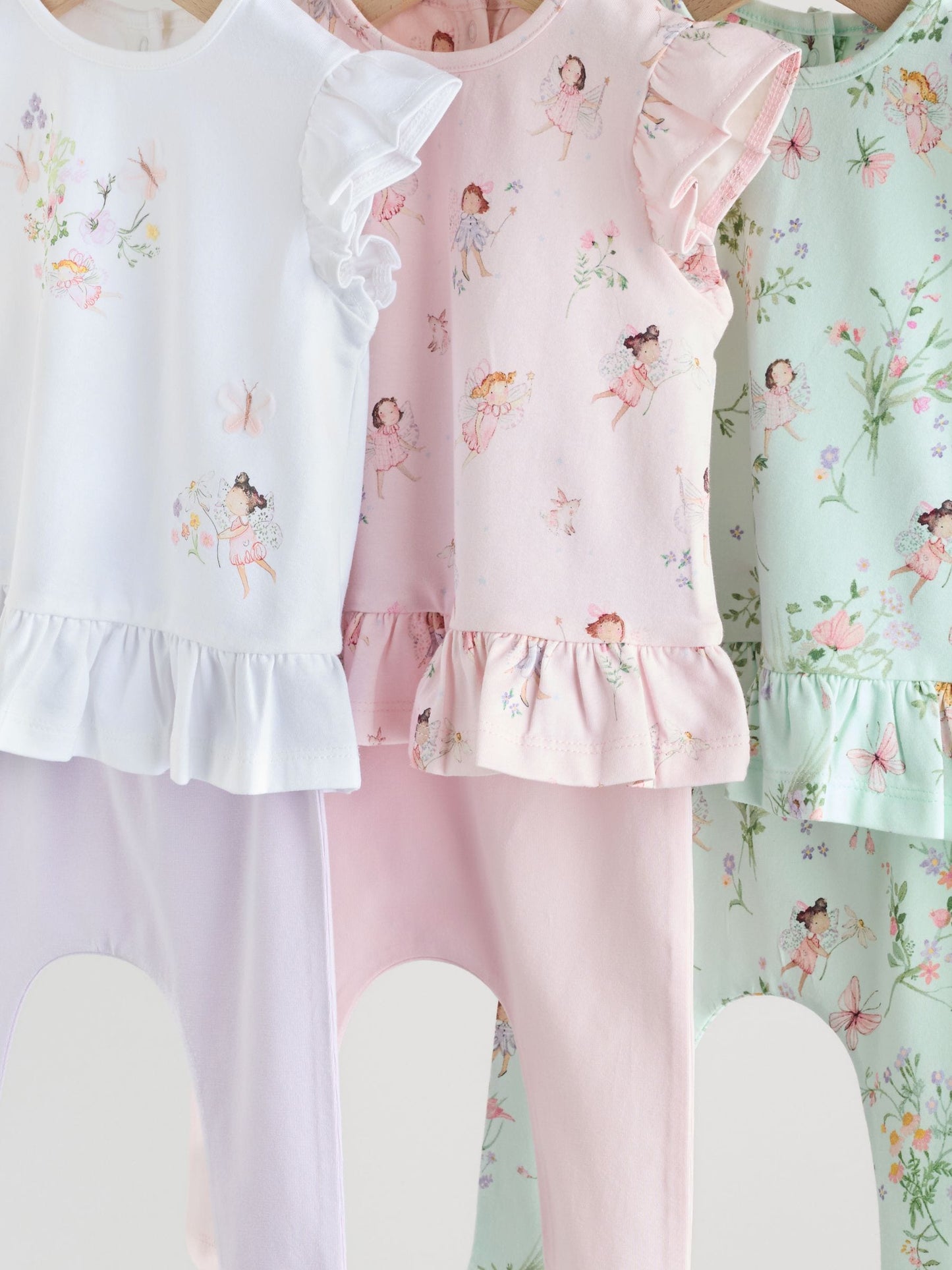 Pink/ Mint/ White Fairy Short Sleeve Top and Leggings Baby Set 6 Piece (0mths-3yrs) image 4