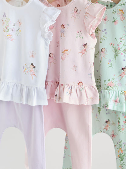 Pink/ Mint/ White Fairy Short Sleeve Top and Leggings Baby Set 6 Piece (0mths-3yrs) image 4