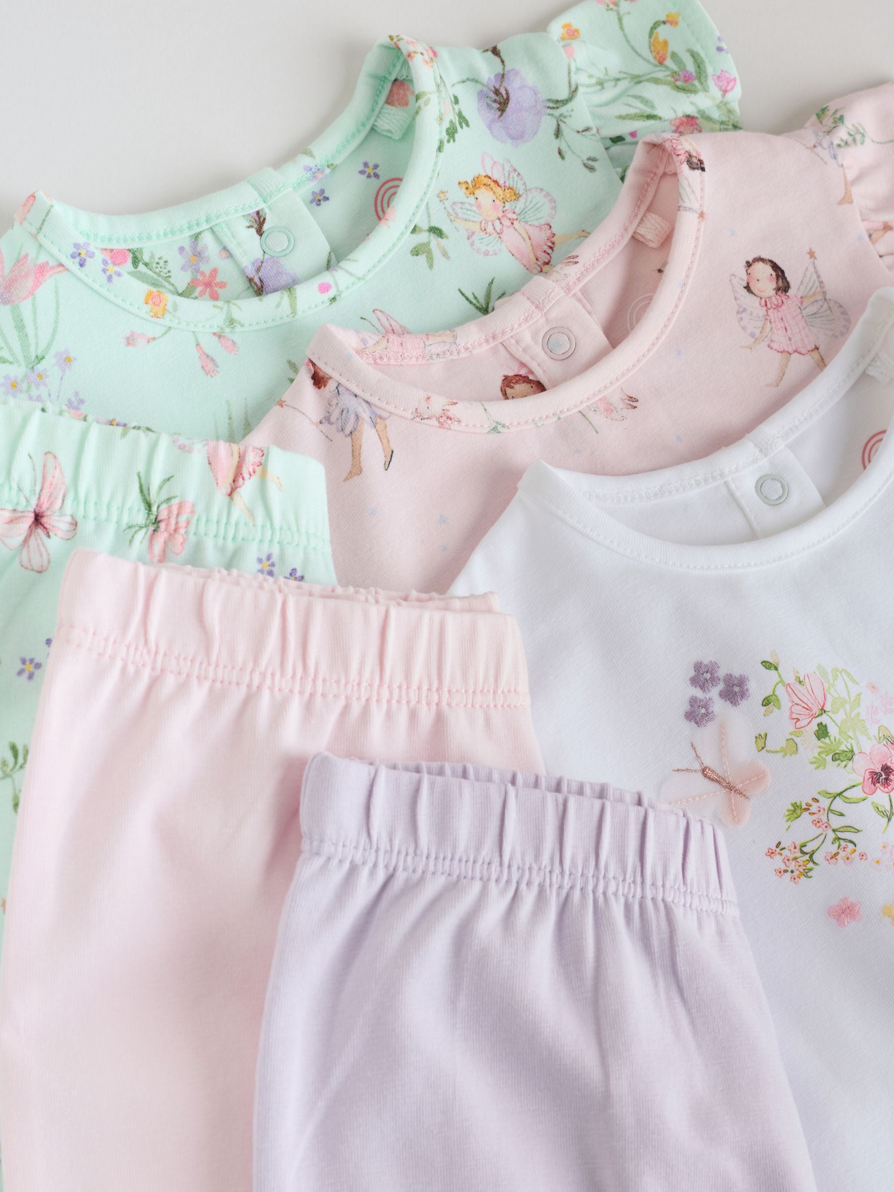 Pink/ Mint/ White Fairy Short Sleeve Top and Leggings Baby Set 6 Piece (0mths-3yrs) image 5