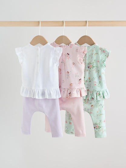 Pink/ Mint/ White Fairy Short Sleeve Top and Leggings Baby Set 6 Piece (0mths-3yrs) image 7