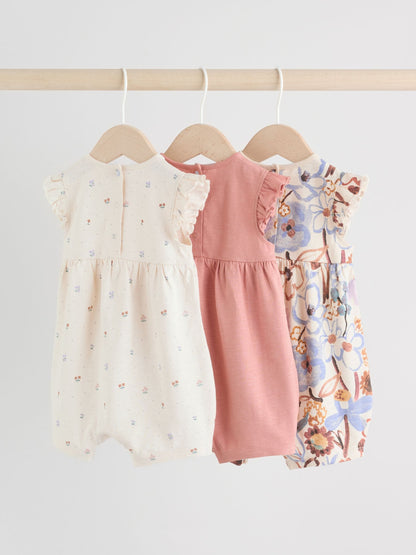 Lilac and Ecru Baby Rompers 3 Pack image 2