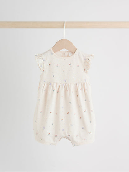 Lilac and Ecru Baby Rompers 3 Pack image 3