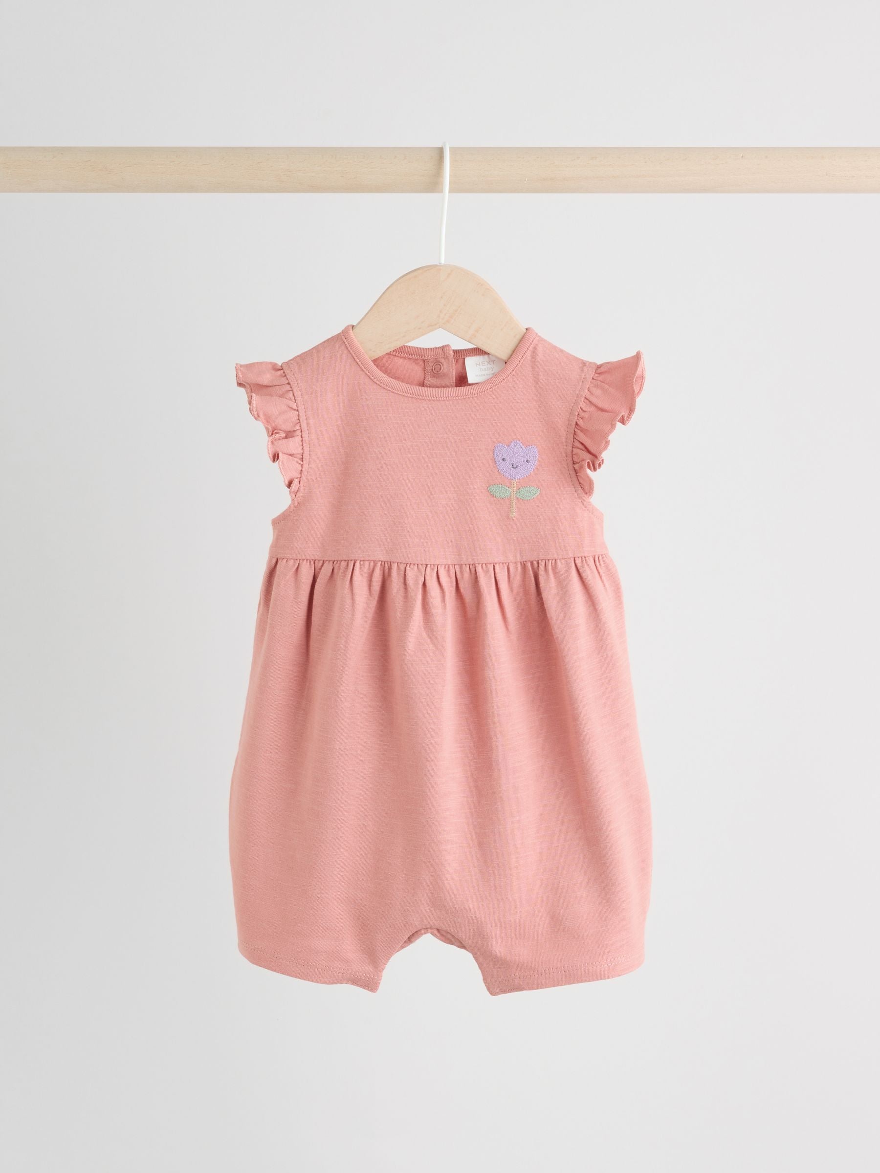 Lilac and Ecru Baby Rompers 3 Pack image 4