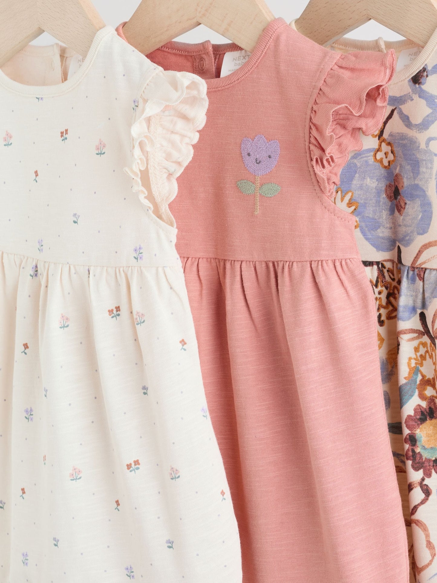 Lilac and Ecru Baby Rompers 3 Pack image 7