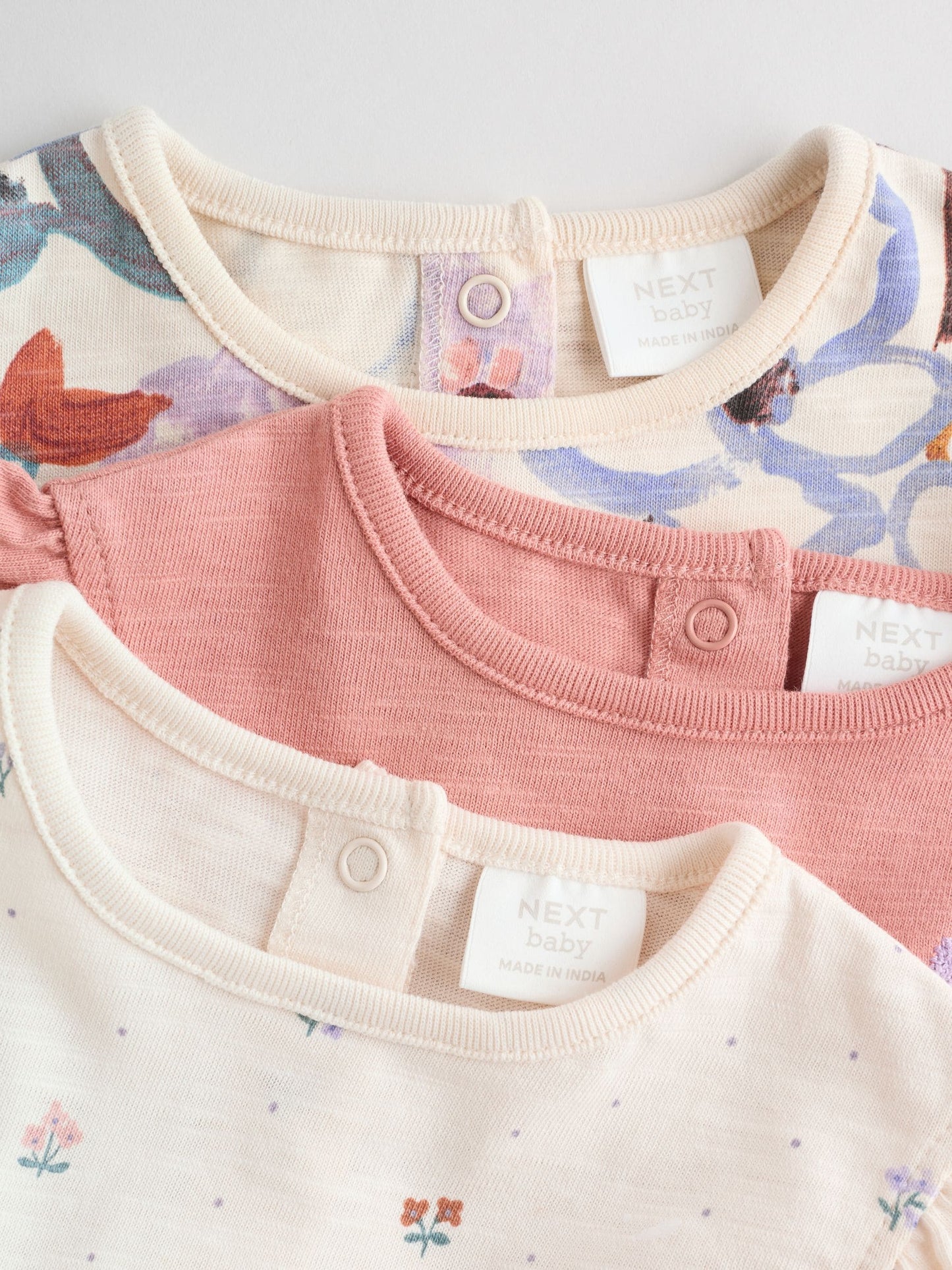 Lilac and Ecru Baby Rompers 3 Pack image 8