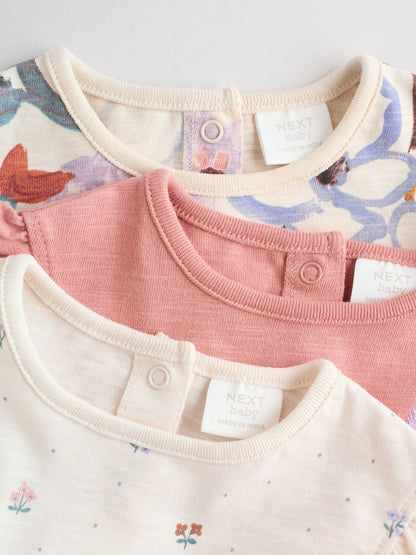 Lilac and Ecru Baby Rompers 3 Pack image 8