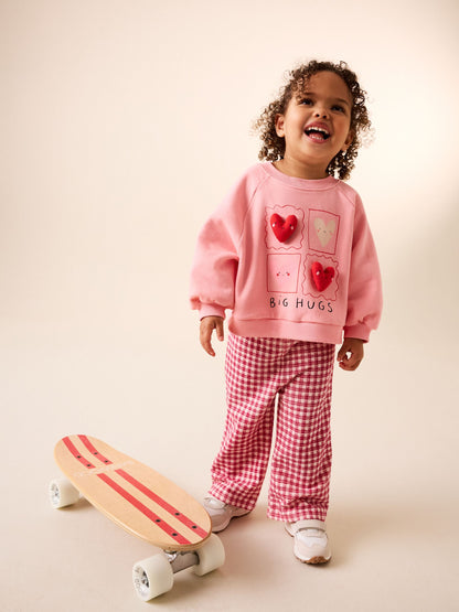 Bright Pink Sweatshirt & Wide Leg Trousers Set (3mths-7yrs) image 2