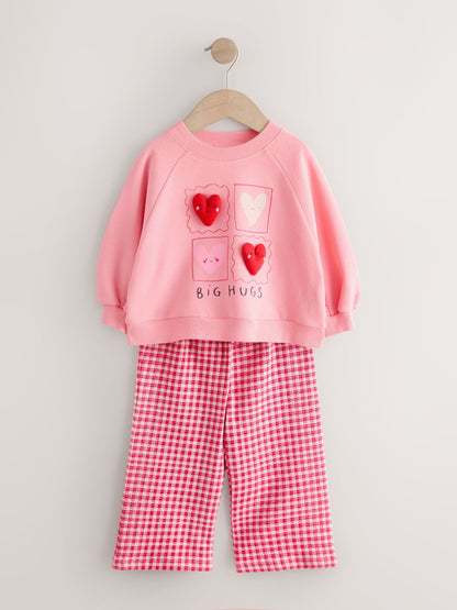 Bright Pink Sweatshirt & Wide Leg Trousers Set (3mths-7yrs) image 6