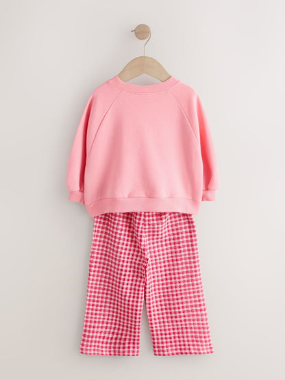 Bright Pink Sweatshirt & Wide Leg Trousers Set (3mths-7yrs) image 8