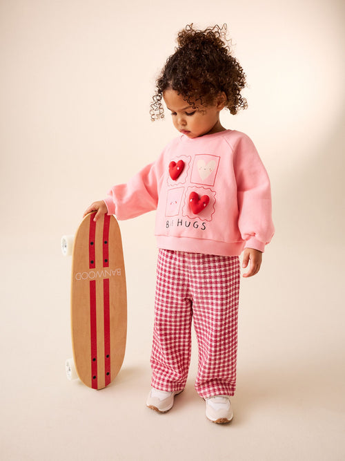 Bright Pink Sweatshirt & Wide Leg Trousers Set (3mths-7yrs) image 1