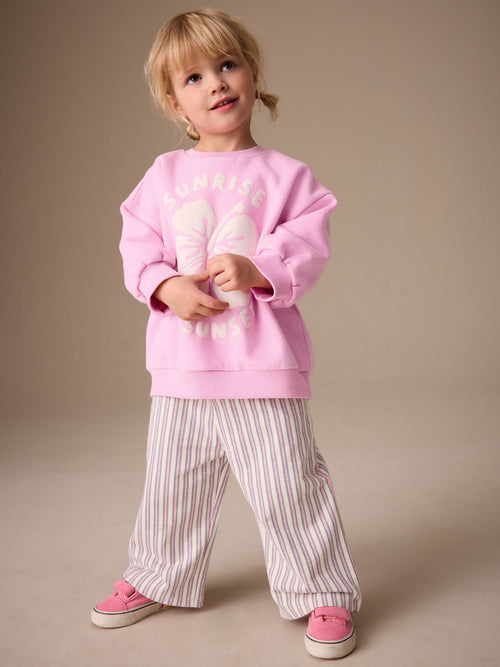 Pink Sweatshirt & Wide Leg Trousers Set (3mths-7yrs) image 1
