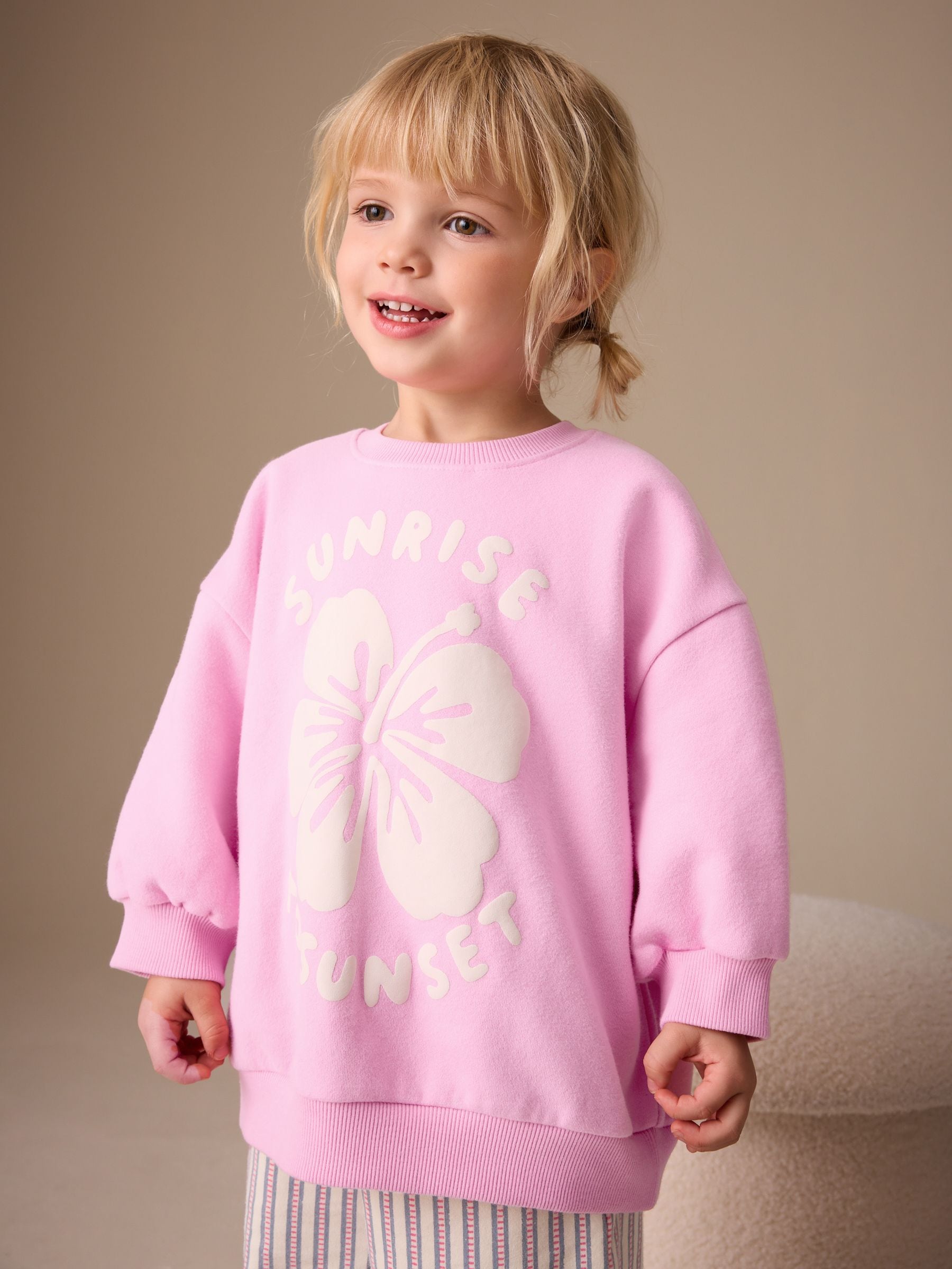 Pink Sweatshirt & Wide Leg Trousers Set (3mths-7yrs) image 2