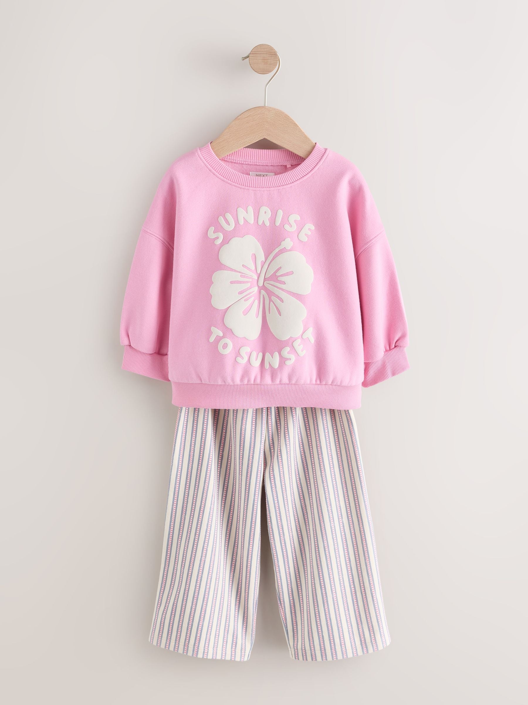 Pink Sweatshirt & Wide Leg Trousers Set (3mths-7yrs) image 5