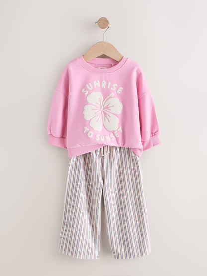 Pink Sweatshirt & Wide Leg Trousers Set (3mths-7yrs) image 6