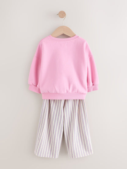 Pink Sweatshirt & Wide Leg Trousers Set (3mths-7yrs) image 7