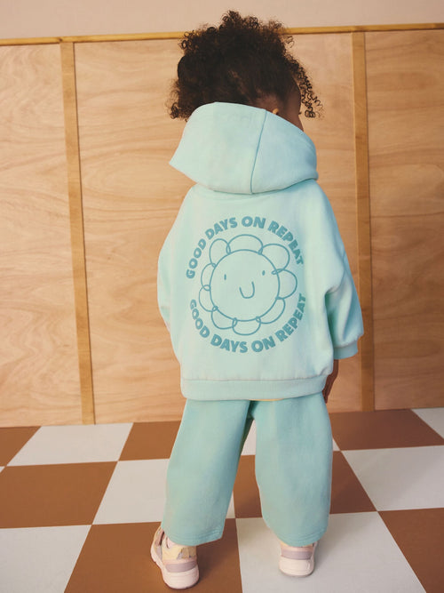 Blue Flower Hoodie & Barrel Leg Joggers Set (3mths-7yrs) image 1