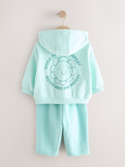 Blue Flower Hoodie & Barrel Leg Joggers Set (3mths-7yrs) image 8