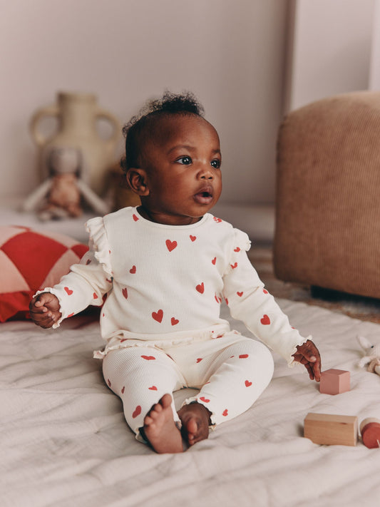 Ecru Hearts Baby Top and Leggings Set 2 Piece (0mths-2yrs) image 1
