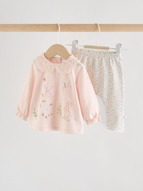 Pink Bunny Long Sleeve Top and Legging Baby 2 Piece Set (0mths-2yrs) image 1