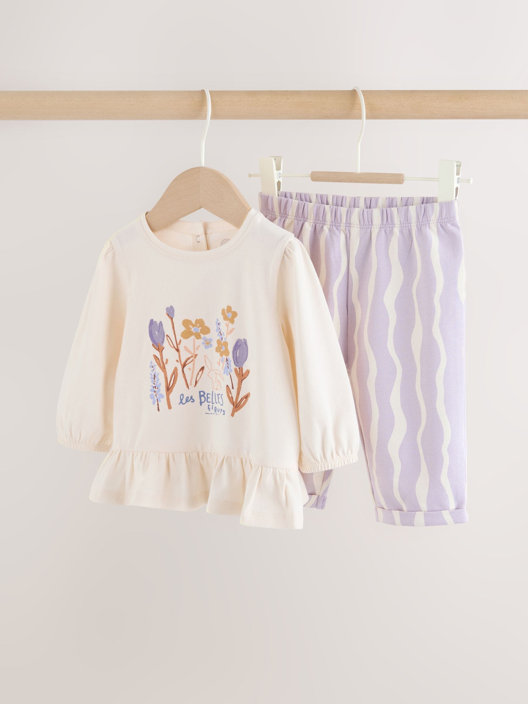 Purple Flower Baby T-Shirts And Trousers 2 Piece Set (0mths-2yrs) image 1
