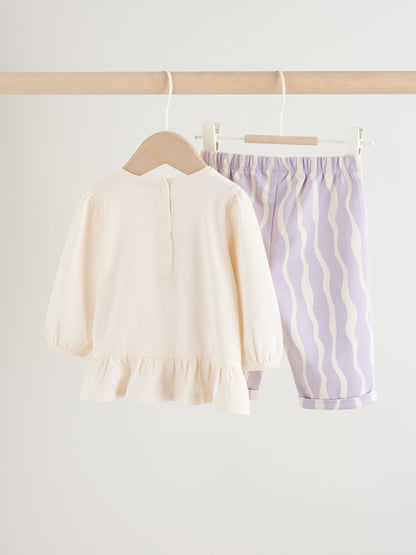 Purple Flower Baby T-Shirts And Trousers 2 Piece Set (0mths-2yrs) image 2