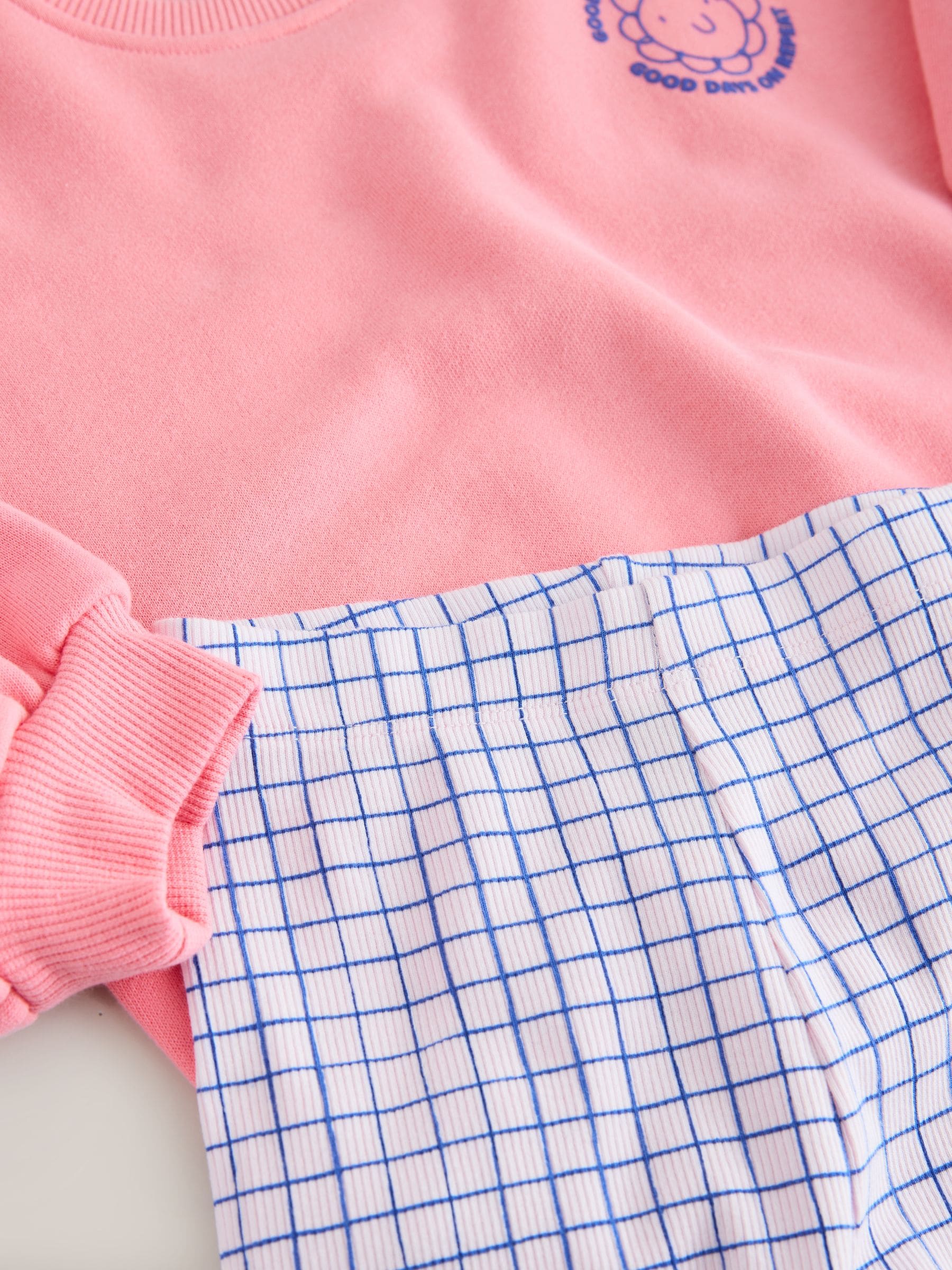Pink Check Crew Neck Sweatshirt & Shorts Set (3mths-7yrs) image 9