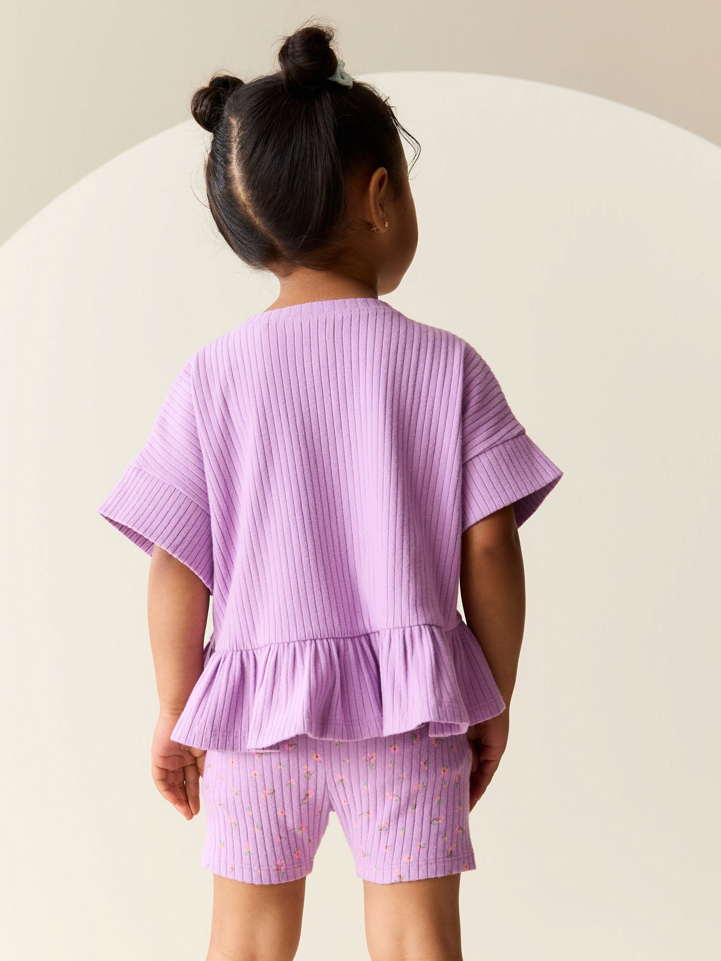Lilac Purple Short Sleeve Ribbed Top and Shorts Set (3mths-7yrs) image 4