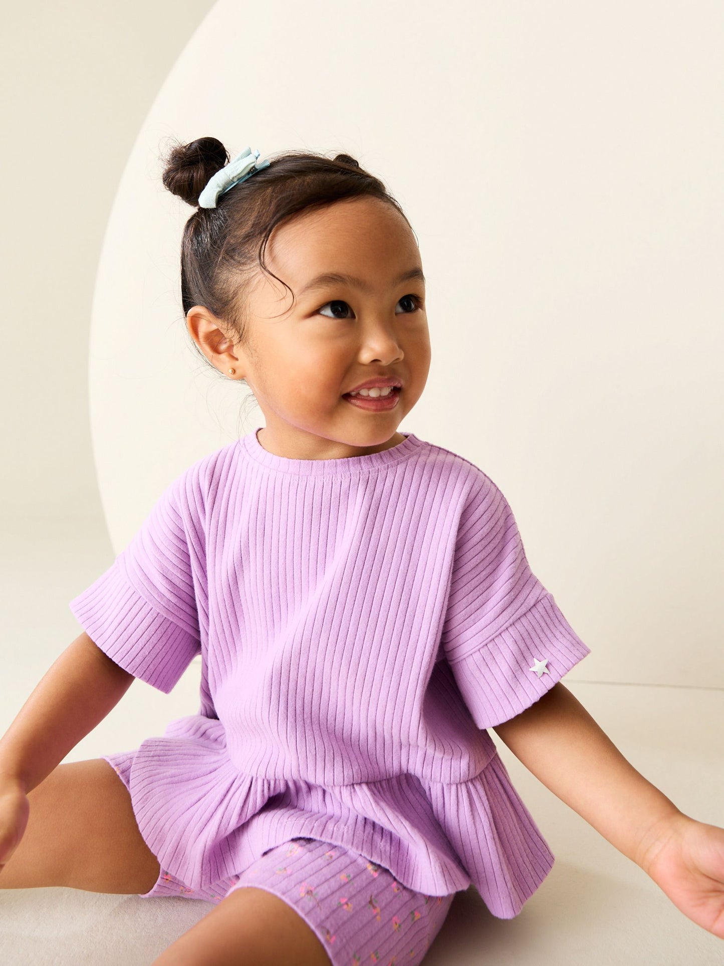 Lilac Purple Short Sleeve Ribbed Top and Shorts Set (3mths-7yrs) image 5