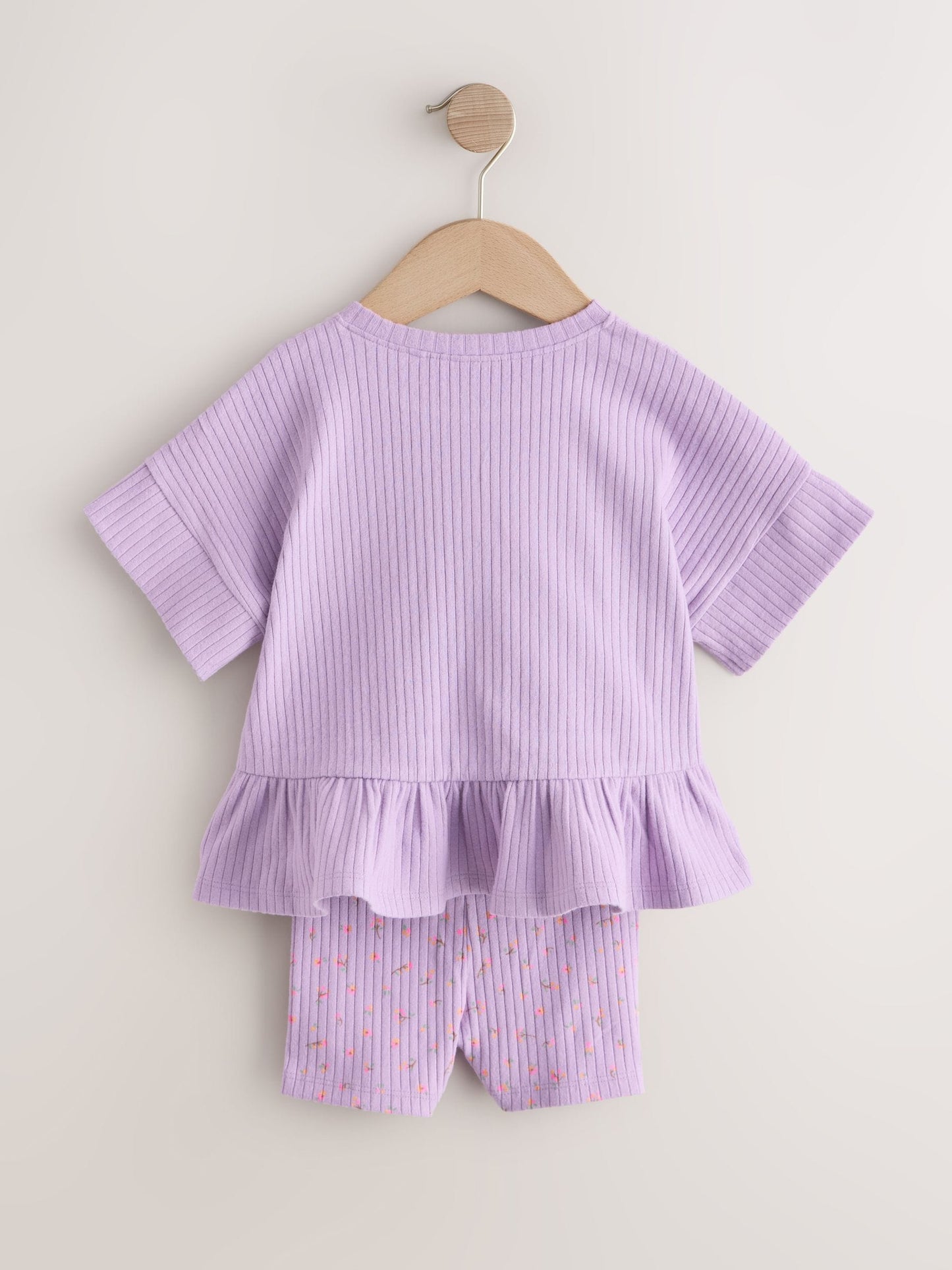 Lilac Purple Short Sleeve Ribbed Top and Shorts Set (3mths-7yrs) image 7