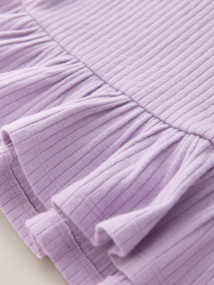 Lilac Purple Short Sleeve Ribbed Top and Shorts Set (3mths-7yrs) image 8