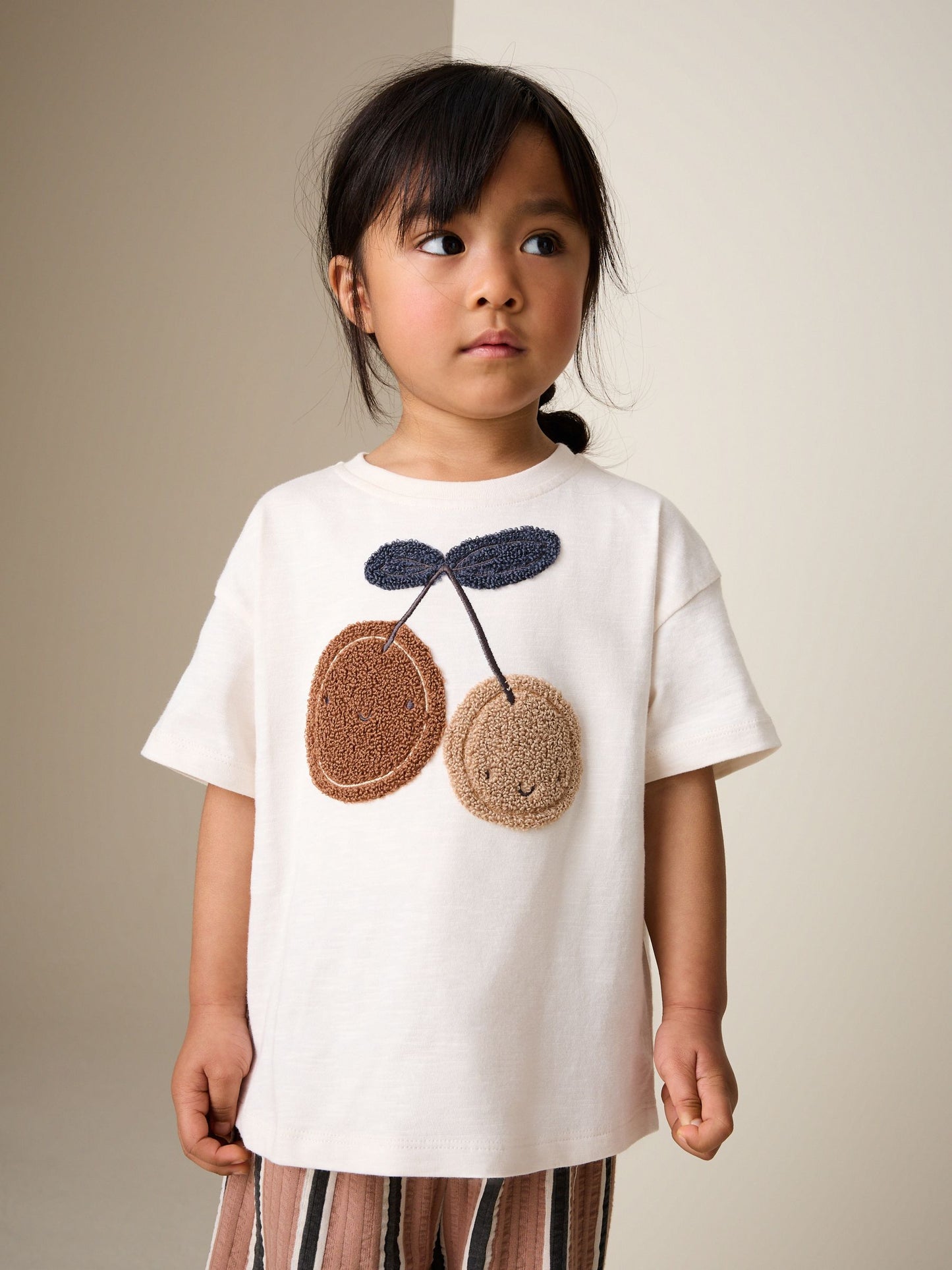 Dsiney Kidz - Ecru/ Brown Cherry Short Sleeve T-Shirt and Barrel Trousers Set (3mths-7yrs) image 3