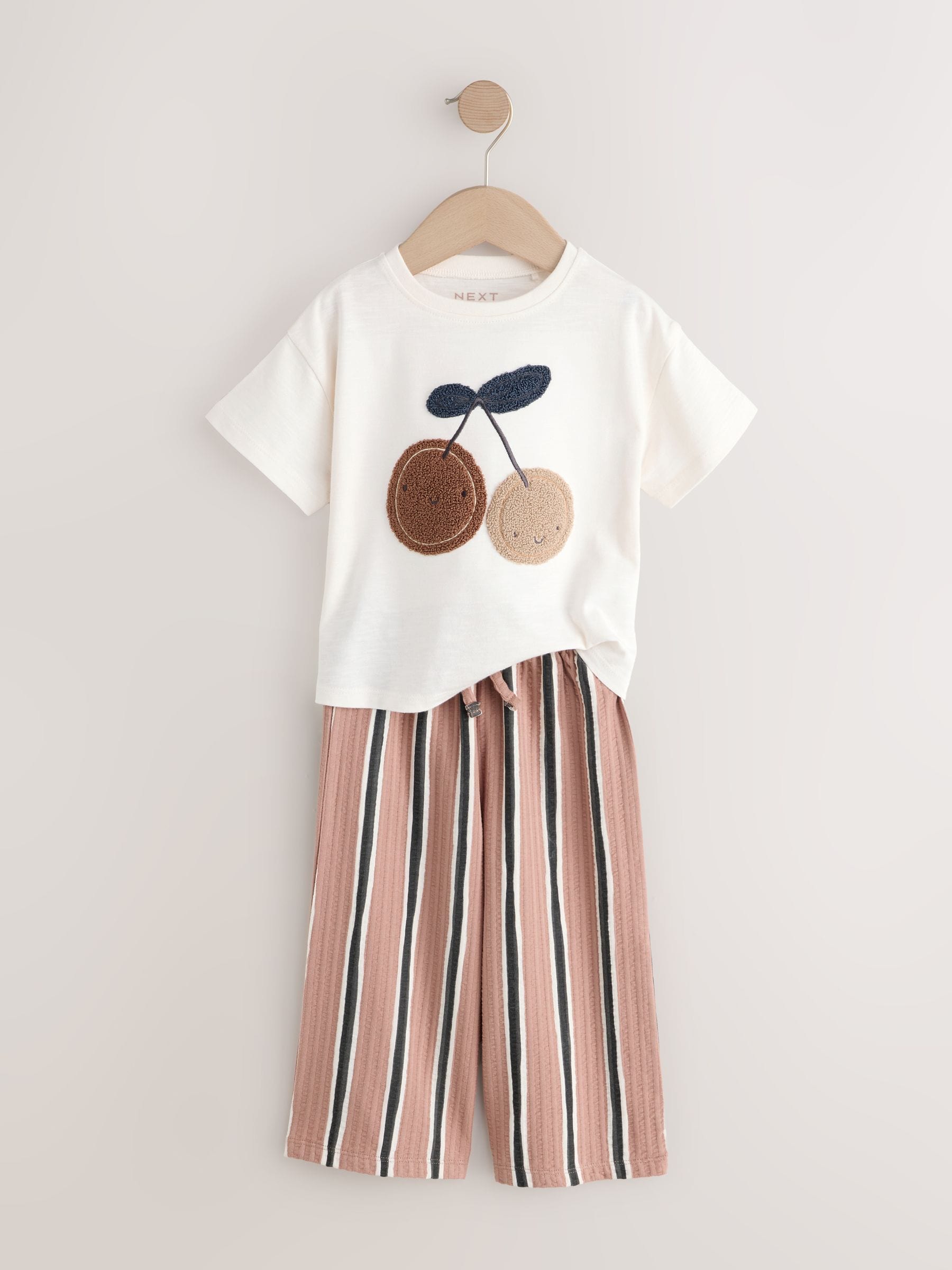 Dsiney Kidz - Ecru/ Brown Cherry Short Sleeve T-Shirt and Barrel Trousers Set (3mths-7yrs) image 6