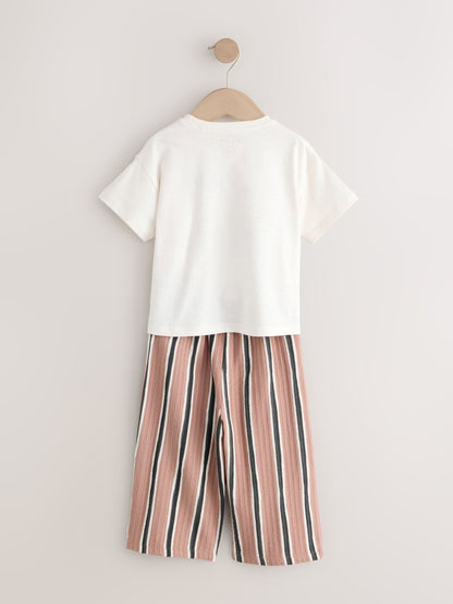 Dsiney Kidz - Ecru/ Brown Cherry Short Sleeve T-Shirt and Barrel Trousers Set (3mths-7yrs) image 7