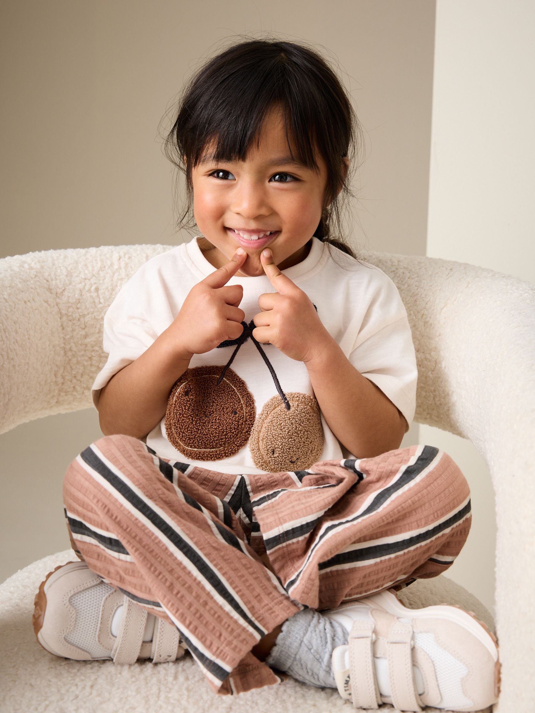 Dsiney Kidz - Ecru/ Brown Cherry Short Sleeve T-Shirt and Barrel Trousers Set (3mths-7yrs) image 1